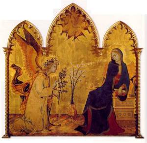 SIMONE MARTINI  (1280/85, Siena, 1344, Avignon) A Anunciação 1333 Têmpera, 265 x 305 cm Galleria degli Uffizi, Florença 