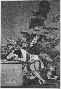 Goya O sono da razão produz monstros (série Caprichos), 1799. Gravura em metal (água forte)