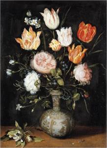 BRUEGHEL, Jan o Jovem (1601, Antuérpia, 1678, Antuérpia) Natureza morta com flores - 47 x 34 cm Coleção particular. 