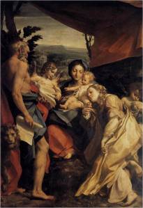CORREGGIO (Antonio Allegri) (b. ca. 1490, Correggio, d. 1534, Correggio) Madonna e Menino com São Jerônimo e Maria Madalena (O dia) 1525-28.  235 x 141 cm Galleria Nazionale, Parma 