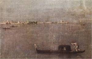 Francesco Lazzaro Guardi (Veneza 1712 – Veneza, 1793) Gondola in the Lagoon c. 1765  31 x 42 cm Museo Poldi Pezzoli, Milão 