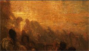 Joseph Mallord William Turner, 1775 - 1851 O incêndio da casa dos Lordes e dos Comuns , 16 Outubro, 1834 (detalhe)  - 1834 ou 1835   92 x 123 cm. Philadelphia Museum of Art.
